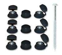 Taskar Black Roofing Strap Caps With 2.5" Twin-Thread Woodscrews 100 Pack