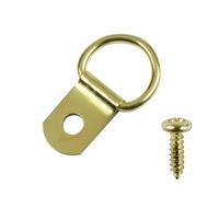 Taskar Brass D Rings & Screws for Picture Frame Hanging (10 Pack)