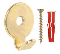 Taskar Brass Heavy Duty Round Picture Hook And Fixings (3 Pack)