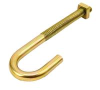 Taskar M6 J-Hook Bolts With Square Nuts Zinc-Plated Yellow Passivated 100mm 5 Pack