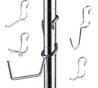 Taskar Polehooks Chrome Clip-On Wire Shelving Hooks Variety Pack 5-Pack For 1" Metal Shelving