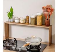 TASKORG Over the Stove Shelf - 31 Inch Wide Dark Acacia Wood Stove Top Shelf - Stove Spice Rack Shelf - Easy to Assemble, Extra Storage Solution - Stovetop Storage Display Rack
