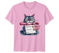 Tasks Nah Grumpy Cat to Do List Cats Animals Mens T-Shirt Womens Tee Graphic Shirt Funny Pet Lover Gift XL Light Pink