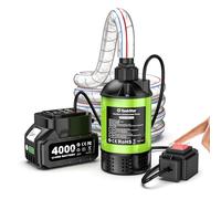 TaskStar Cordless Submersible Water Pump Brushless, 4164 L/h Small Portable Utility Pump with 4000mAh Battery & Hose for Swimming Pool Tank Garden Basement Camping Boat Rain Barrels Outdoor Draining