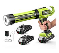 Taskstar Electric Caulking Gun for 300ML-Cartridges, 21V Silicone Gun Applicator with 2 x 2000 mAh Batteries & Built-in LED Light for Caulking and Sealing, Low Noise & Heavy Duty (280-330ML)