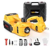 Taskstar Hydraulic Trolley Jack 5 Tonnes, 12 V Electric Trolley Jack 155-450 mm with Electric Impact Wrench and Tyre Inflation Pump, 3-in-1 Portable Trolley Jack for SUV MPV Saloon Truck (Yellow)