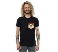 Tasmanian Devil Face Faux Pocket T-Shirt Looney Tunes Black S