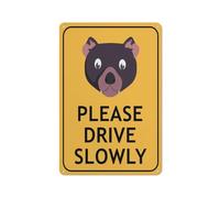 Tasmanian Devil Face Please Drive Slowly Sign 12 X 8 Inches Aluminum Sign Reflective - Uv Protected, Waterproof, Weatherproof And Fade Resistant - 4Pre-Drilled Holes