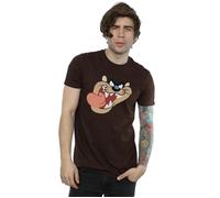 LOONEY TUNES Men's Tasmanian Devil Face T-Shirt Small Chocolate
