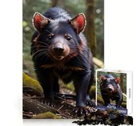 Tasmanian Devil Photograph Jigsaw Puzzles for Adults 1000 Pieces Brain Challenge Toy Quiet Fun Precise Cut Wall Art Decor (50x75cm)