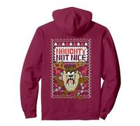 Tasmanian Devil Xmas Naughty Pullover Hoodie, Adult Unisex, Burgundy, XX-Large