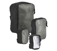 Tasmanian Tiger TT Modular Pouch Set Padded Semi-Transparent Organiser Backpack Additional Bags Set in 3 Sizes with Velcro Backing, Black