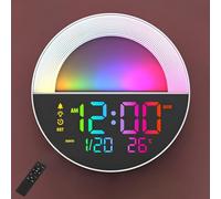Tasnme 10.2" Digital Wall Clock, LED Display with Remote Control Temperature Date, Alarm Clock, 4-Level Display Brightness 11 RGB Color Night Light for Classroom, Livingroom, Office, Bedroom