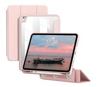 Tasnme Detachable Case for iPad 9.7-Inch (6th/5th Generation, 2018/2017), iPad Air 2/ Air 1, Removable Magnetic Cover, Clear Transparent Hard Back Shell for iPad Pro 9.7 Inch, Auto Wake/Sleep (Pink)