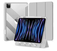 Tasnme Detachable Case for iPad Pro 12.9-inch (6th/5th/4th/3rd Generation, 2022/2021/2020/2018), Removable Magnetic Smart Cover, Transparent PC Hard Back with Pencil Holder, Auto Wake/Sleep (Grey)
