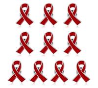 Tasodin 10 PCS Red Ribbon Heart Health Awareness Pins, HIV AIDS Awareness Brooch Lapel Pin for Fundraising Charity Event