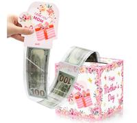 Tasodin Mothers Day Money Box for Cash Gift Pull, Money Holder for Cash with Pull Out Card and 50 Bags, Surprise Money Gift Box for Mom Grandmother, Pink