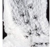 Taspire 60g Halloween Spider Web Decoration, with 30pcs Fake Spiders, Stretchable Halloween Cobwebs for Halloween Decorations for Party, Enough to Cover 300 Square Feet