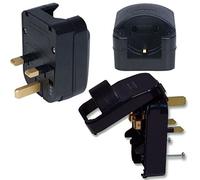 TASSAT Euro Earthed Schuko to UK Converter Plug SCP3 - Euro 3 pin earthed to UK 3 pin Earthed - Screw Fix Permanent Enclosure - Black 5 amp