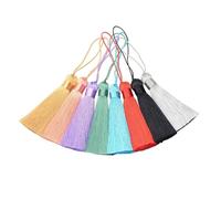 Tassel 10Pcs 8cm Chunky Silk Tassels Soft Elegant Handmade Silky Floss Tassel Brush with 8cm Cord Loop for Making Accessories(Lake Blue)