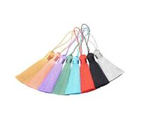 Tassel 2Pcs 8cm Chunky Silk Tassels Soft Elegants Handmade Silky Floss Tassels with Cord Loop for Earrings DIY Making Souvenir(Autumnfragrancegreen)