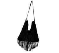 Tassel Bags Large Handbags Fringe Double sided velvet messenger Bag Designer Shoulder Women Big Causal Handbag(Black)