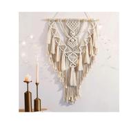Tassel Boho Wall Hanging Decor, Geometric Woven Tapestry Chic Cotton Handmade Boho Art with Long Tassel