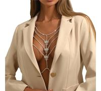 Tassel Bra Chain Rhinestone Chest Chain Multi-layer Necklace for Women and Girls
