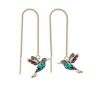 Tassel Charm Earrings - Lightweight Threader Jewelry, Elegant Chain Dangle, Hummingbird Wing Pendant Necklace Nature Inspired Charm Decoration | Delicate Fashion For Women Casual Outfit Pa