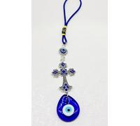 Tassel Cross Fatima Horseshoe Turkish Evil Eye Hanging Car Hanging Ornaments Accessory Rear Glass Blessings Protection Faith Reflect Energy Wall Decor Amulet House Decoration (Cross)
