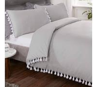 Tassel Duvet Cover Set - Single, Double, King, Super King - Silver or White