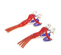 Tassel Earrings - Dancing Couple Bling Crystal Pendant Earrings,Dangle Elegant Drop 2 Piece Statement Jewelry for Holiday Vacation Party Dance Festival Wedding Everyday Wear