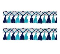 Tassel Fringe, 5 Yards Rainbow Lace Trim Cotton Fabric Ribbon Drop for DIY Handmade Sewing Curtains Clothes Craft Accessories(Blu)