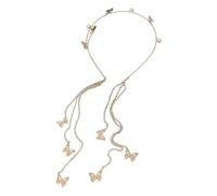 Tassel Headband Women's Diamond Butterfly Tassel Hairband Wedding Headband Headpiece for Women(Gold)