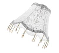 Tassel Lamp Shade Vintage Cloth Flower Beaded Cover 25cm Silver