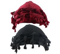 Tassel Satin Lined Turban for Men, 2PCS Modal Brimless Dome Twist Head Wraps, Vintage Hip-Hop Style Mens Turban Head Wrap, Windproof Sunproof Durag Turban for Men Style 1