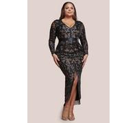 Tassel & Sequin Maxi With Front Split Goddiva Black 22
