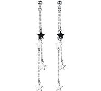 Tassel Star Threader Chain S925 Sterling Silver Long Dangle Drop Earrings for Women Girls Elegant Cute Ball Stud Dangling Hanging Fashion Lucky Star Lightweight Jewelry Gifts Birthday