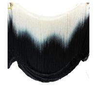 Tassel Trim 5 Yds/Set Fringe Tassel Latin Trimming Dip Dye Omble Rayon Macrame Lace Samba Dancewear Trimming Sewing Trims 25cm-30cm(White Black 25cm)