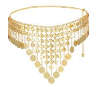 Tassel Waist Chain Gold, Multilayer Coins Belly Chain, Kurdish Chain Belt, Belly Waist Chain for Belly Dance, Belly Dance Outfit for Women, Dress, Cosplay, Party, Club, Halloween