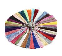 Tassels 100pcs Hanging Rope Silk Tassel for DIY Earrings Necklaces Long Fringe Pendant Finding Accessories(Beige)
