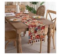 Tassels Table Runners Jacquard Table Runner, Vintage , Orange Diamond Cotton Blend with Tassels for Dining Party(Color 4,33x200cm)