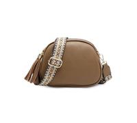 Tassels Three Zipped Sections Canvas Strap Cross Body Bag JFY Khaki One Size