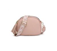 Tassels Three Zipped Sections Canvas Strap Cross Body Bag JFY Pink One Size