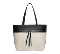 Tassels Top Zip Closure Tote Bag JFY Beige One Size