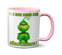 TassenKing Bürogrinch Grinch Coffee Mug with Saying, Funny Christmas Mug, Christmas Decoration, Anti-Christmas (Pink)
