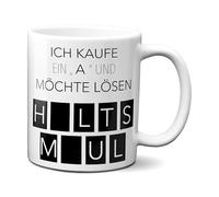 TassenKing Original Mug with Saying Ich kaufe ein A und möchte lösen - H_lts M_ul - Coffee Mug Funny with Saying
