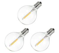 Tassety 3Pcs G40 Led Replacement Light Bulbs, E12 Screw Base Shatterproof LED Globe Bulbs for Solar Warm White