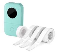 Tassety D30 Label Maker Machine with 4 Tapes-Black on White Tape 12mm 0.47 In, Mini Bluetooth Label Printer Replacement