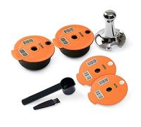 Tassi mo Refillable Pods 200+220ML+Extra Silicone LIDS 60+180ML, Reusable Tassi mo Coffee Pods for Bosch Machine, BENFUCHEN Reusable Tassi mo Pods with A Stainless Steel Coffee Tamper, Orange
